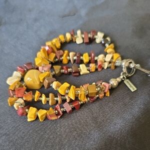 Vibrant Acrylic Stone bracelet with Yellow and Red Accents